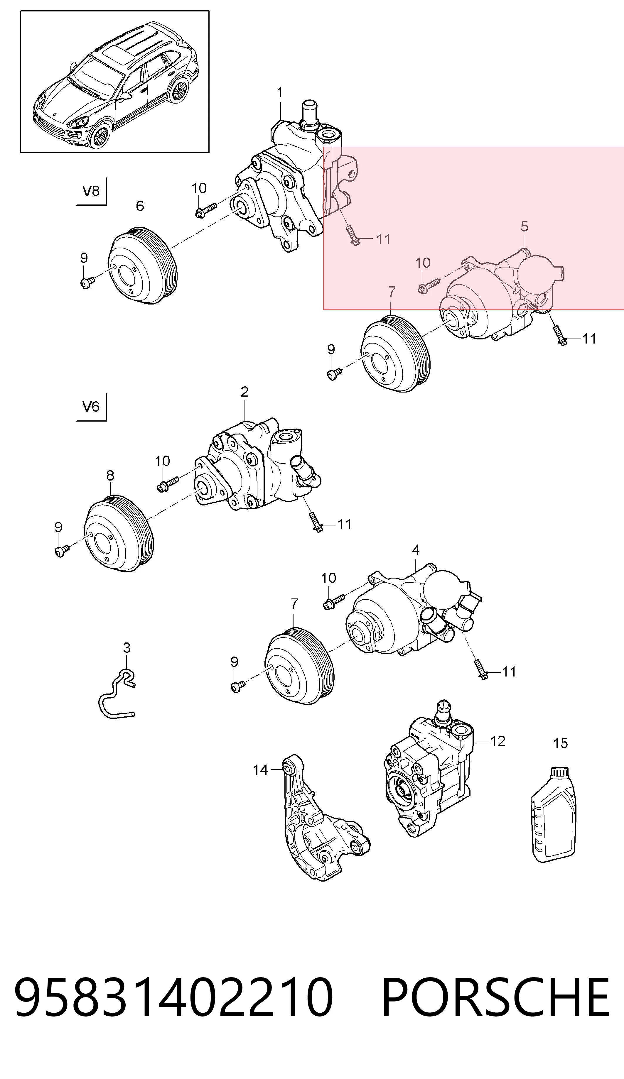 95831402210 Porsche Pompa wspomagania hydraulicznego kierownicy