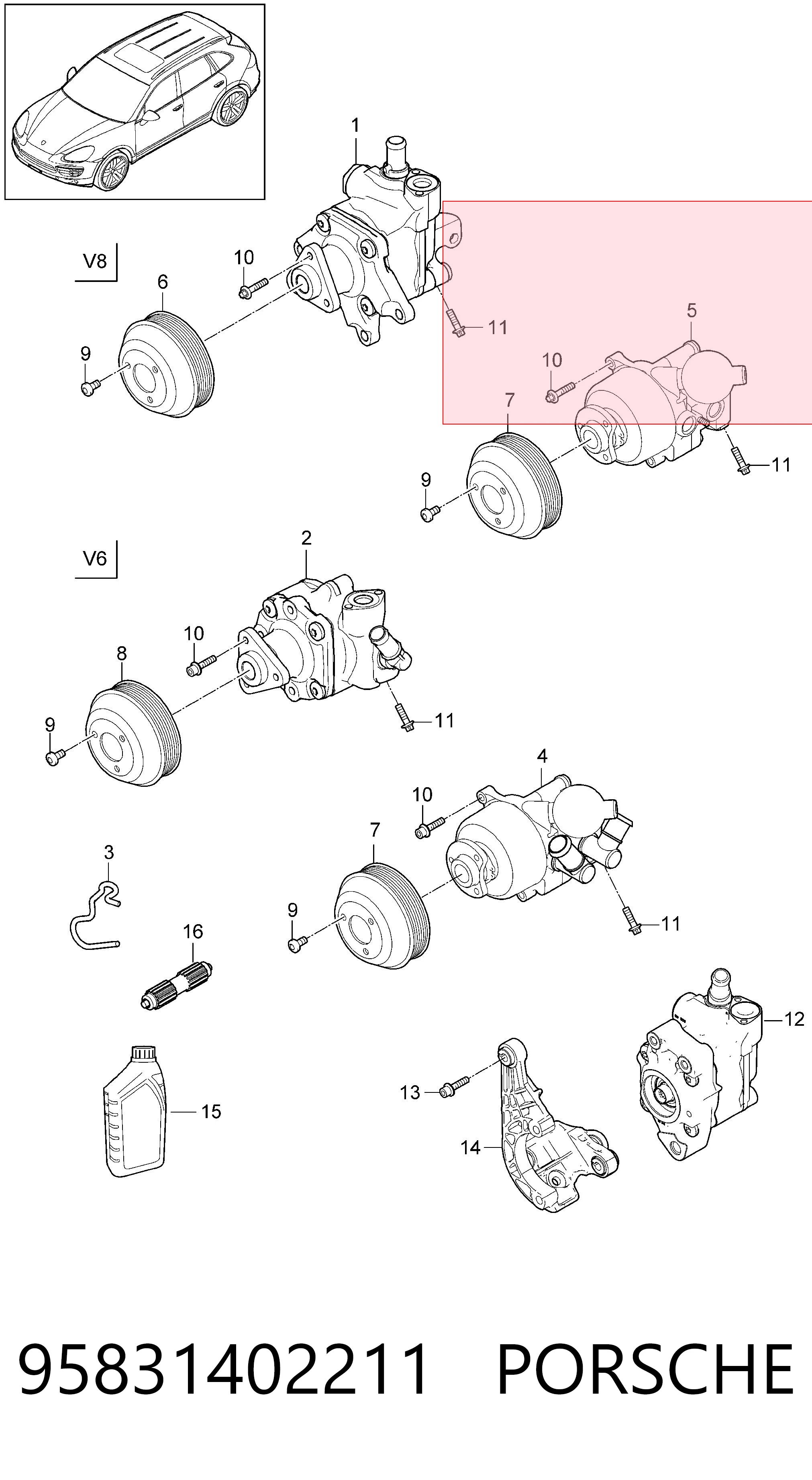 95831402211 Porsche Pompa wspomagania hydraulicznego kierownicy