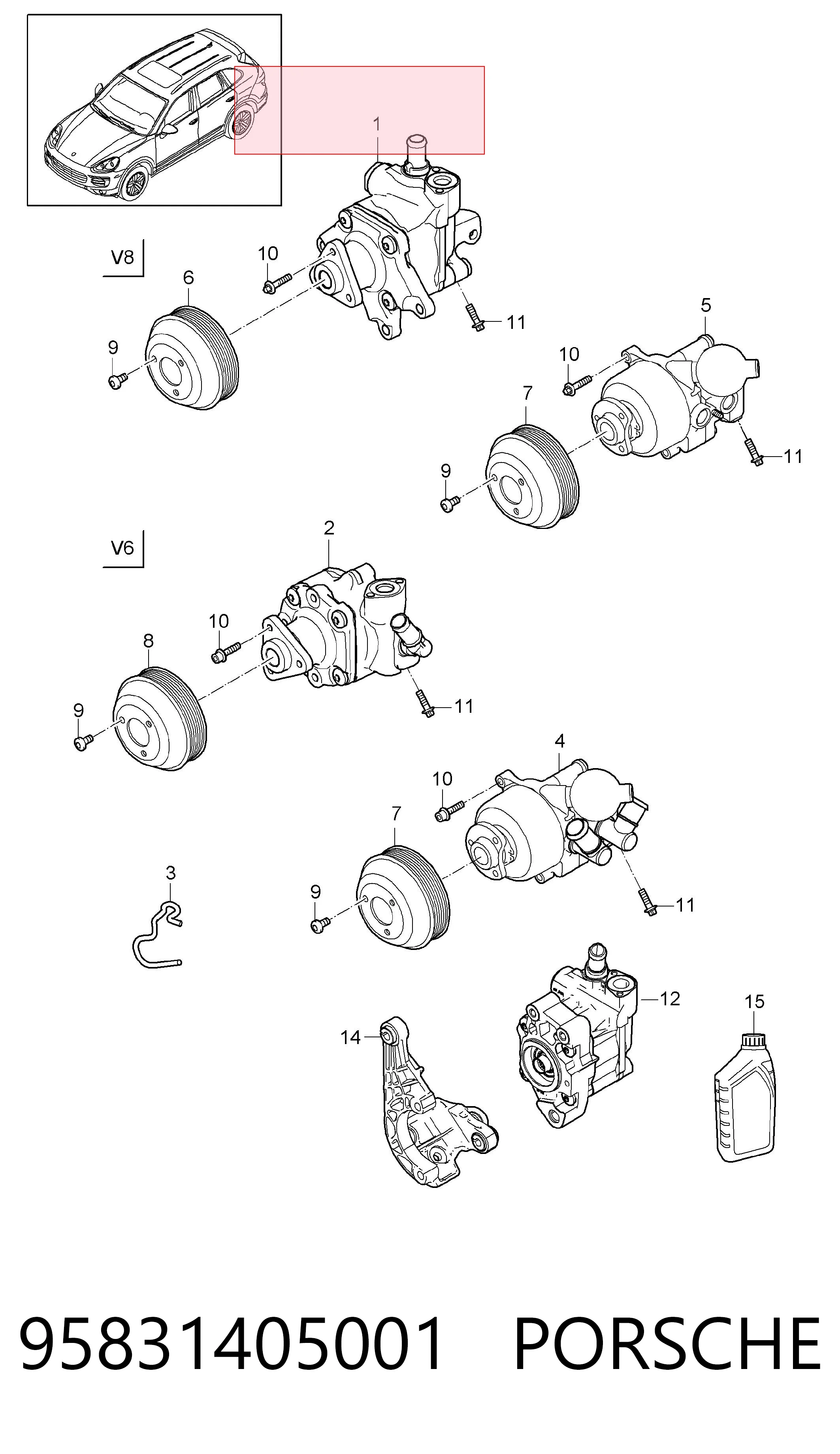 95831405001 Porsche Pompa wspomagania hydraulicznego kierownicy