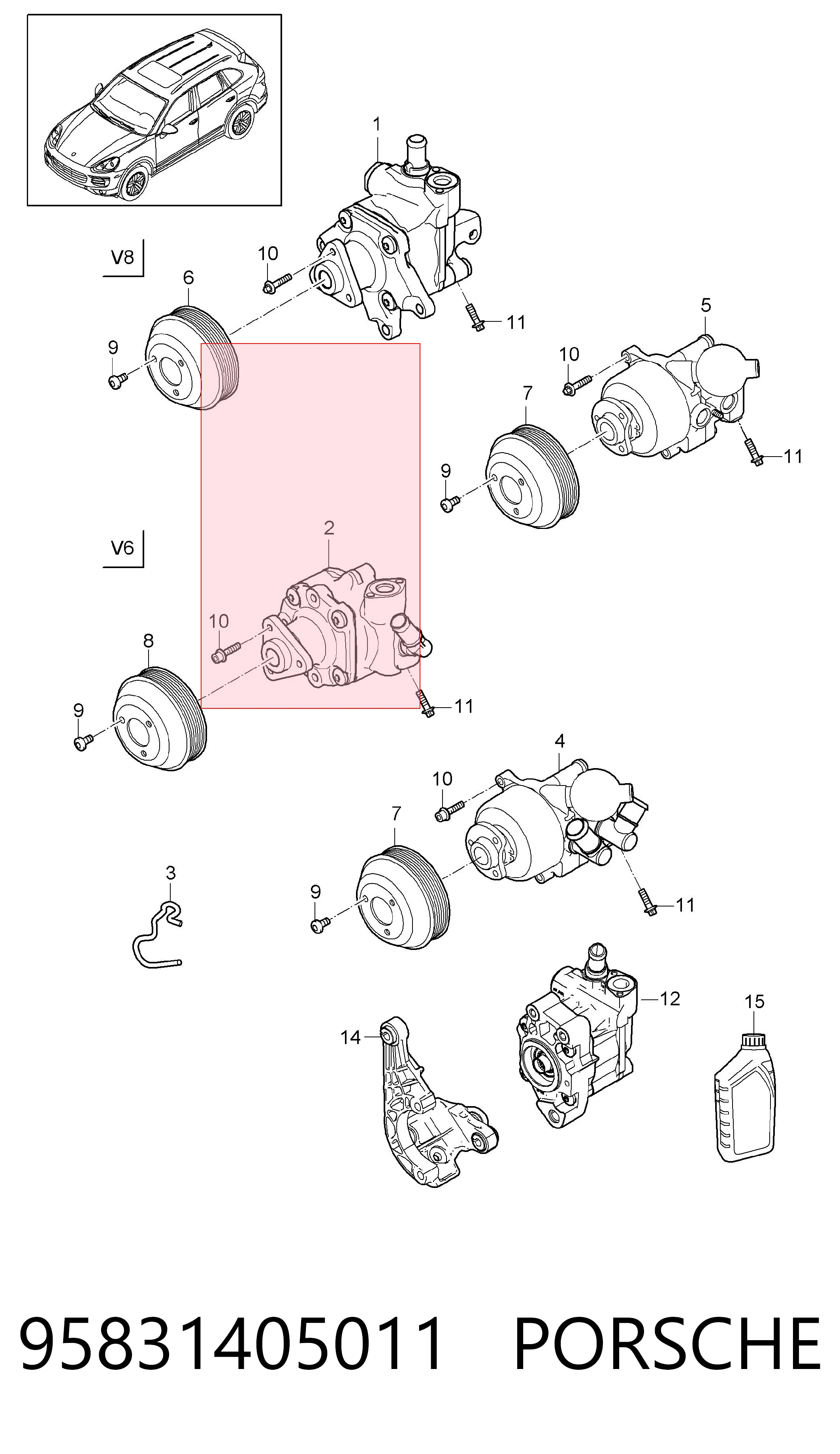 95831405011 Porsche Pompa wspomagania hydraulicznego kierownicy