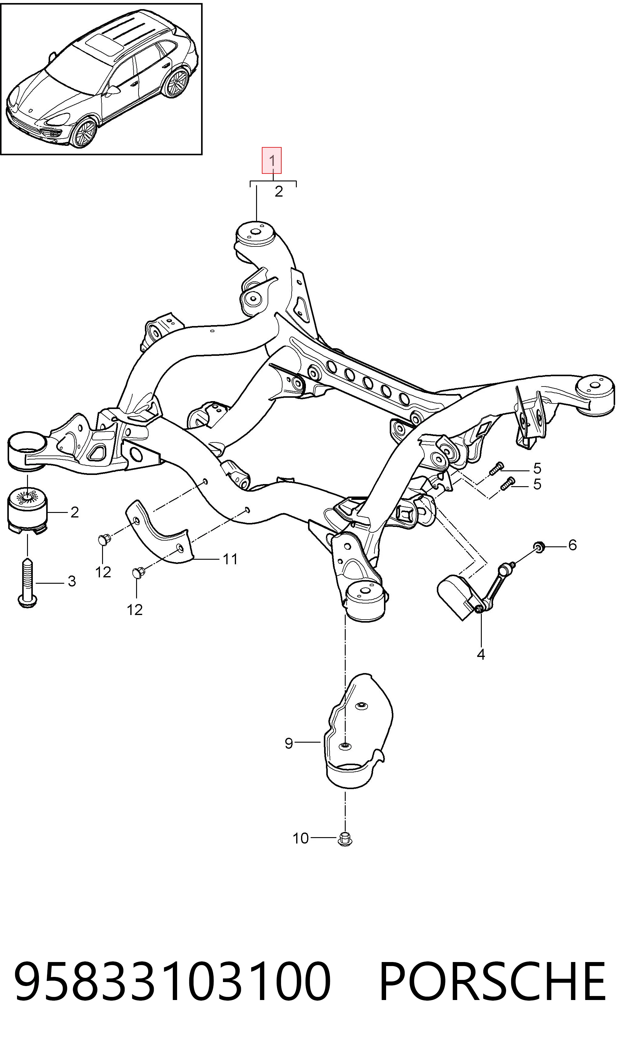 Korpus osi tylnej do Porsche Cayenne II 92A