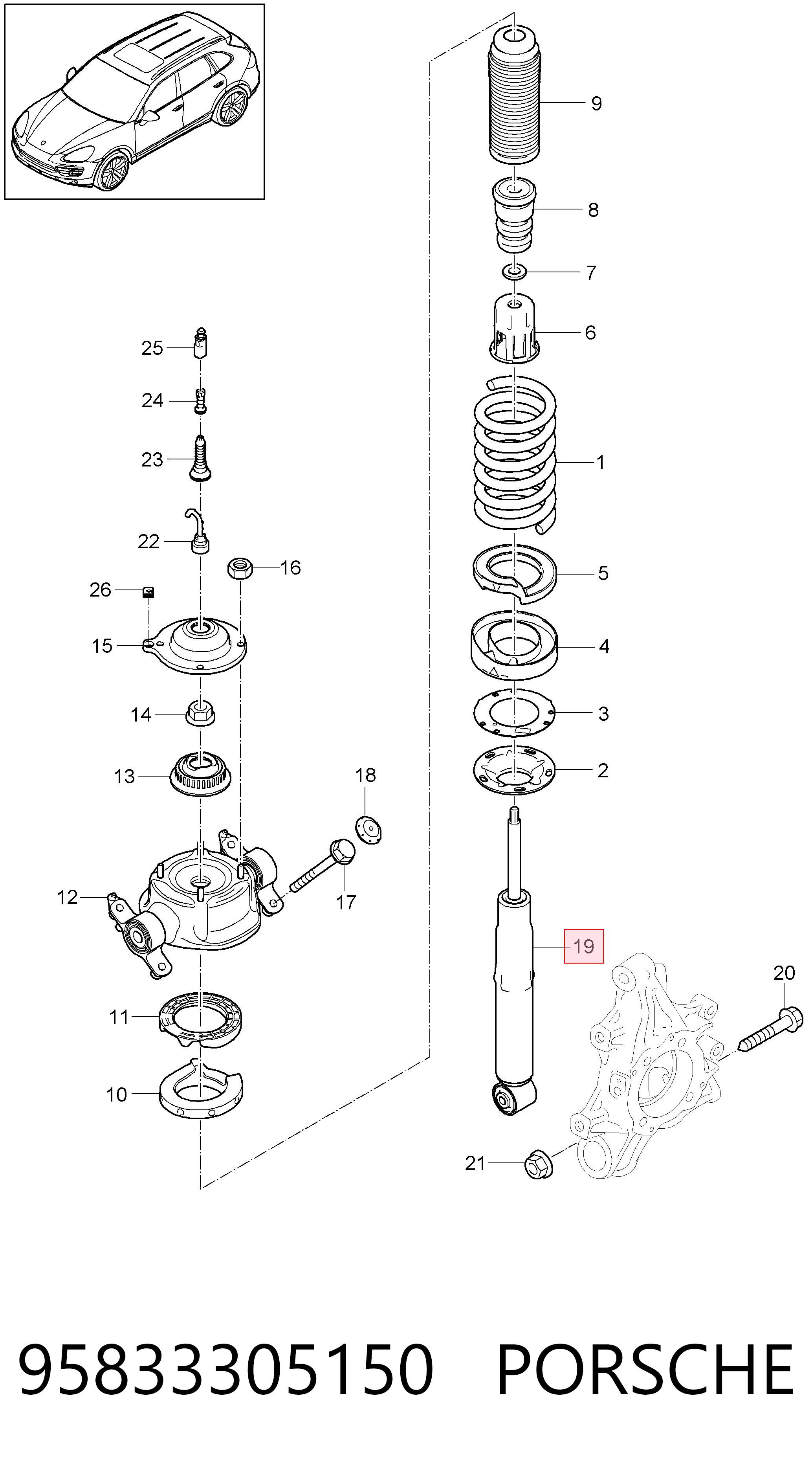 95833305150 Porsche Amortyzator tylny