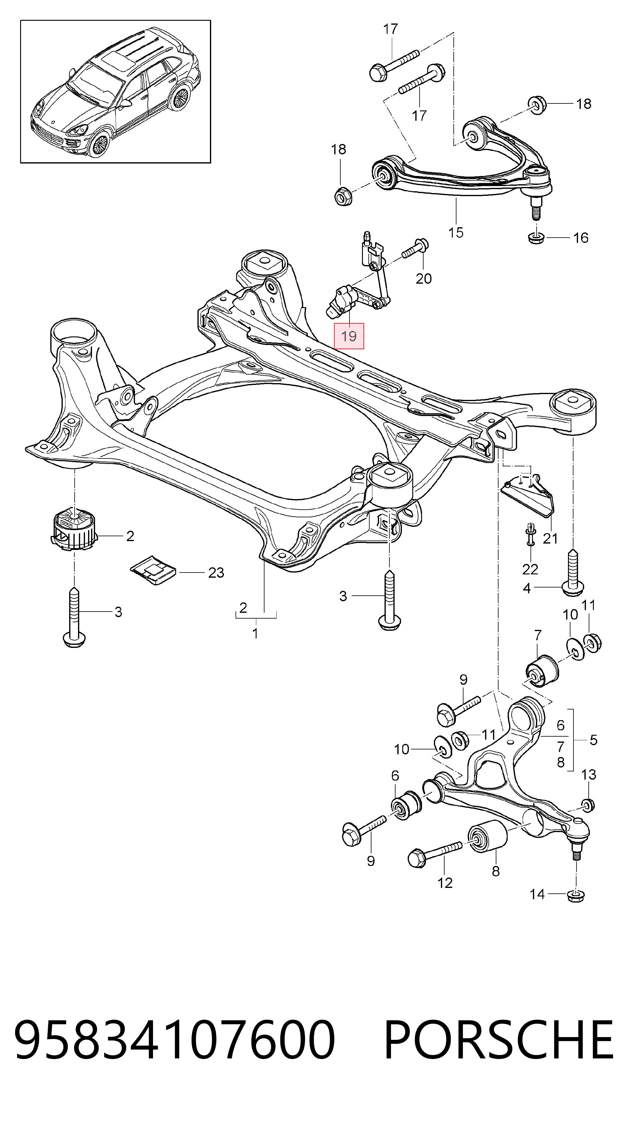 95834107600 Porsche Czujnik położenia pojazdu przedni prawy