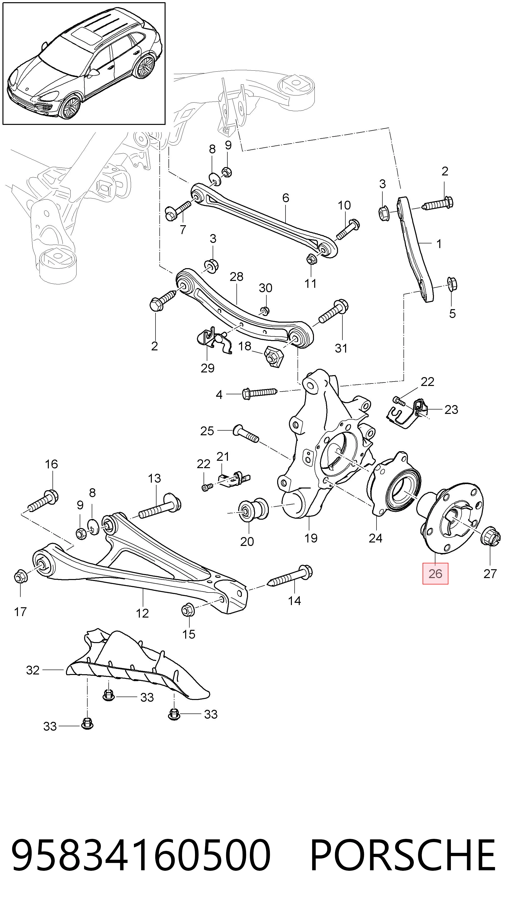 95834160500 Porsche Piasta przednia