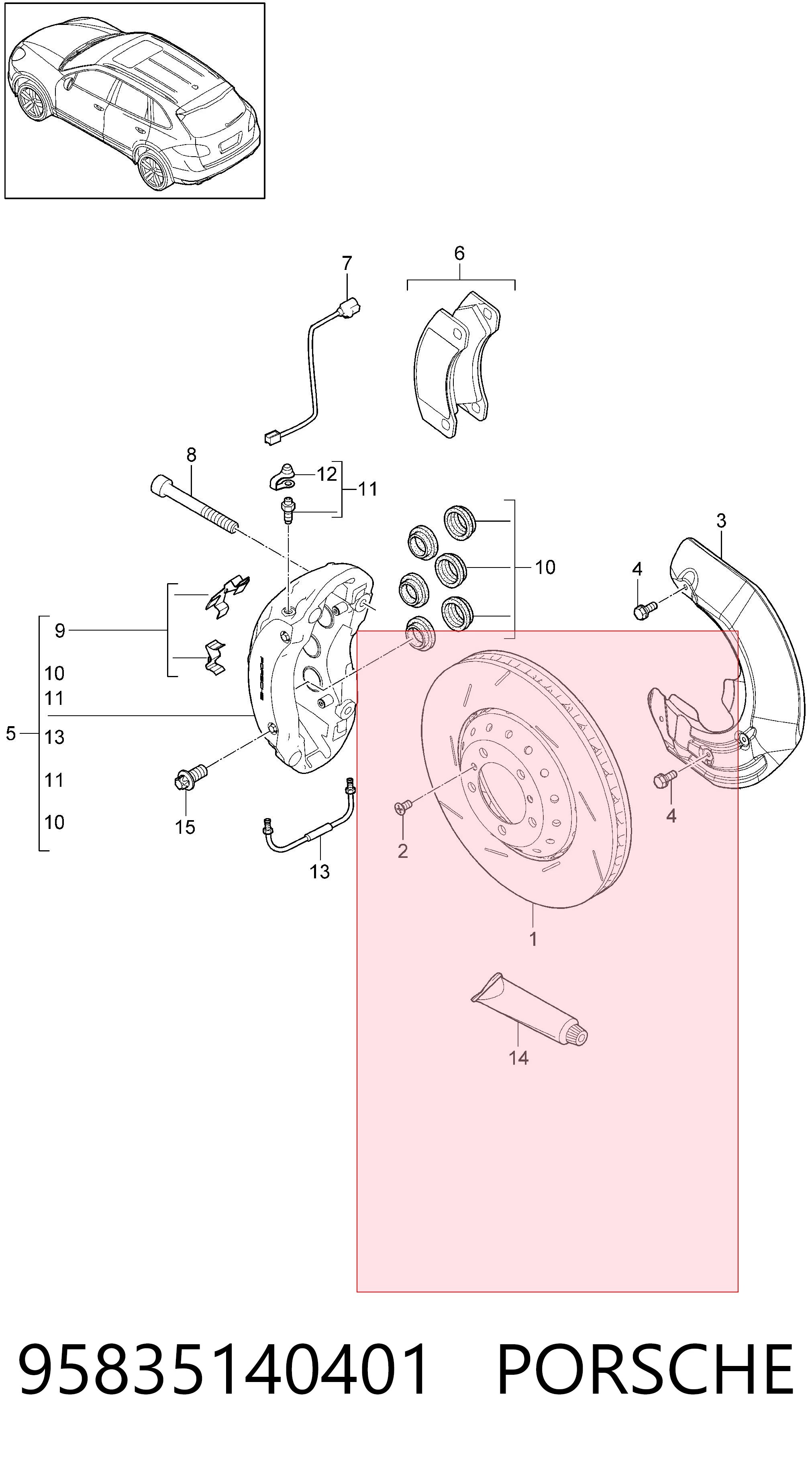 95835140401 Porsche Tarcza hamulcowa przednia