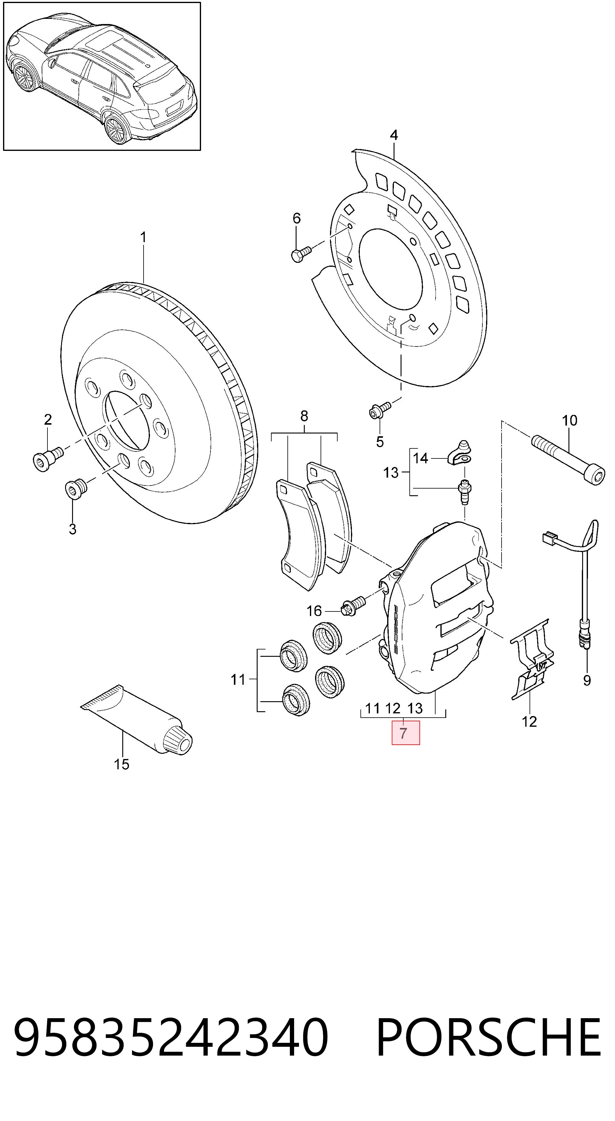 Zacisk hamulcowy tylny lewy Volkswagen Touareg II SUV (7P5, 7P6) (2010 - 2017) cena, od 253,84 USD