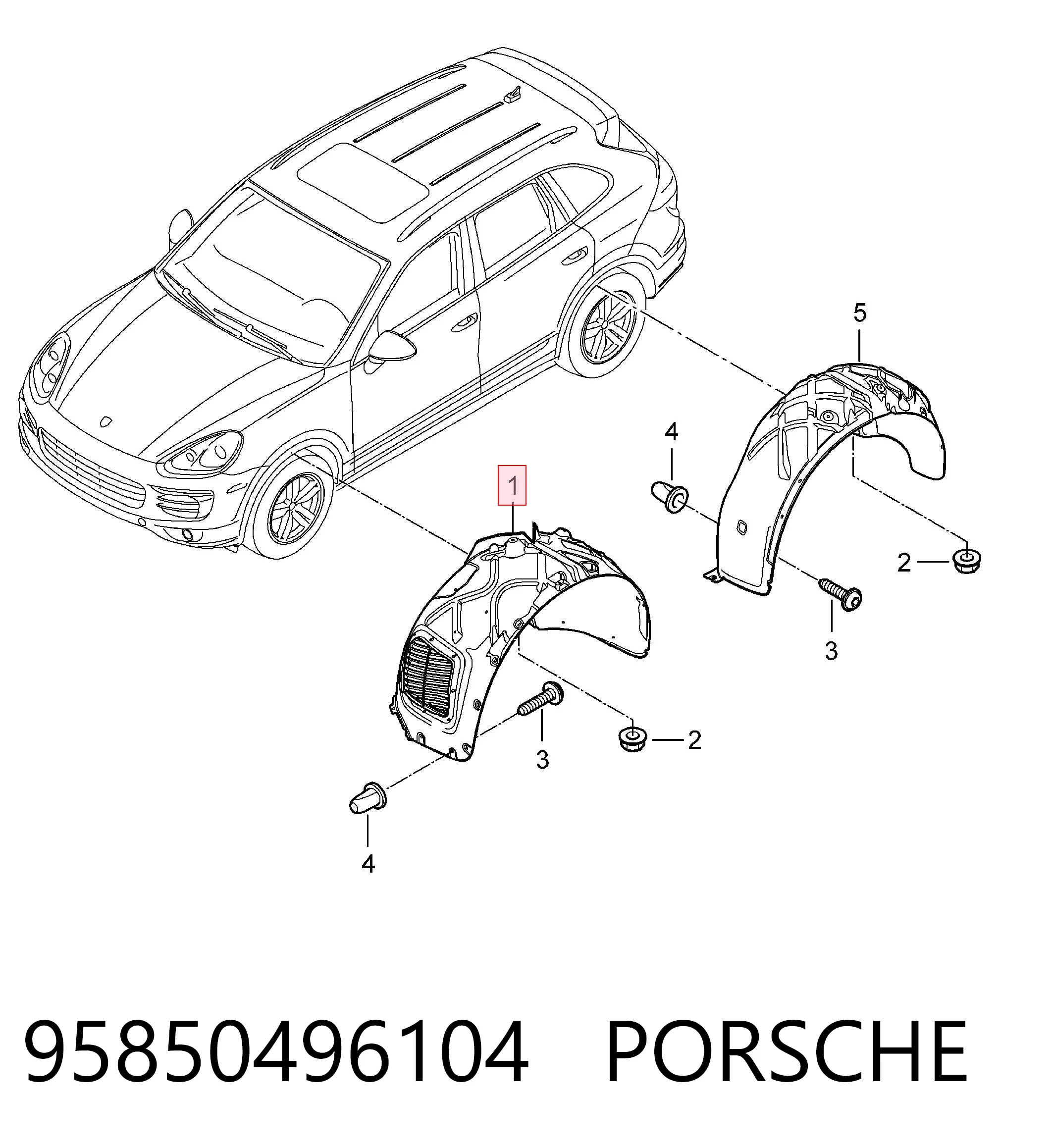 95850496104 Porsche Nadkole błotnika przedniego lewe