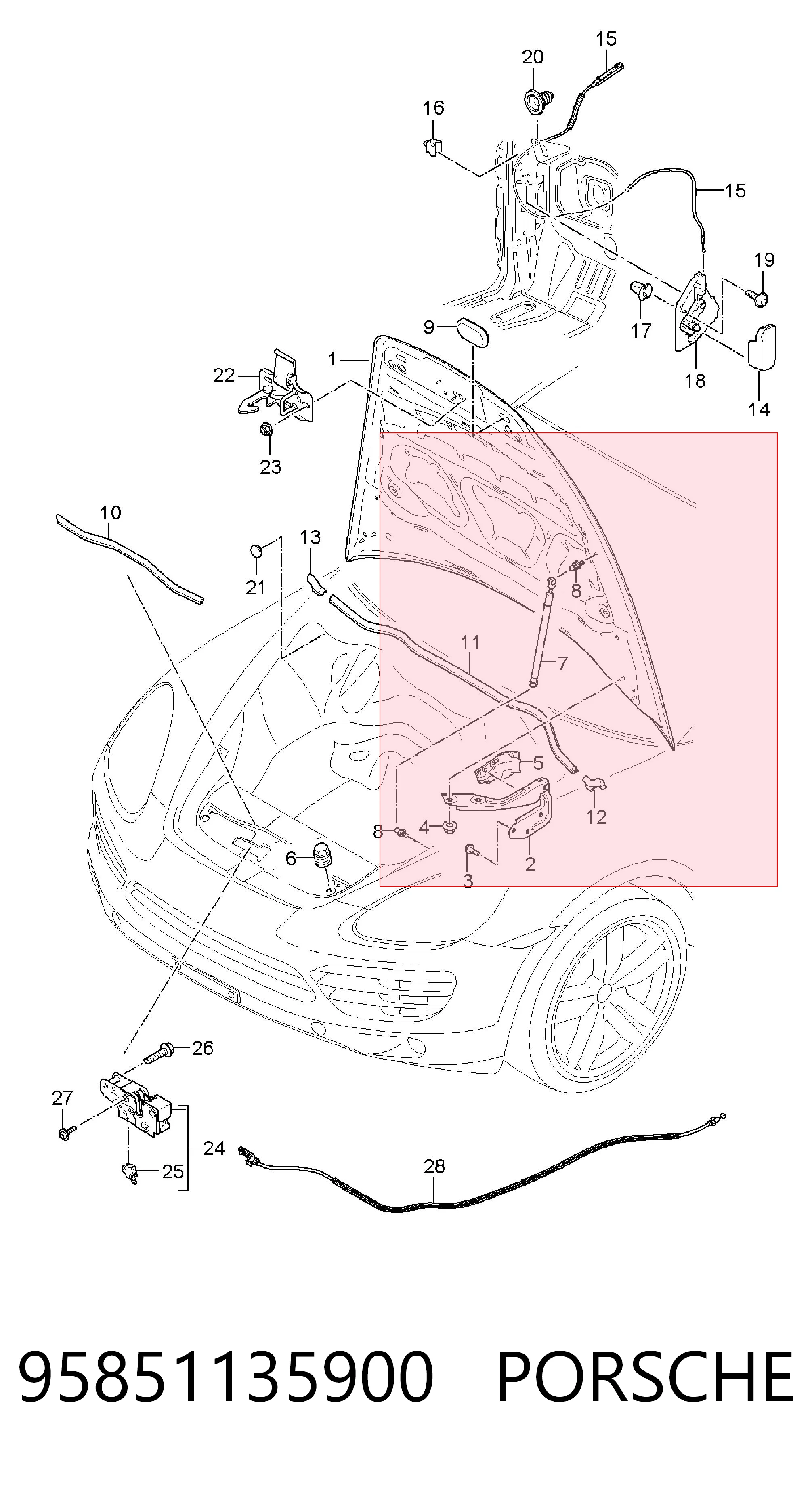 95851135900 Porsche Amortyzator maski