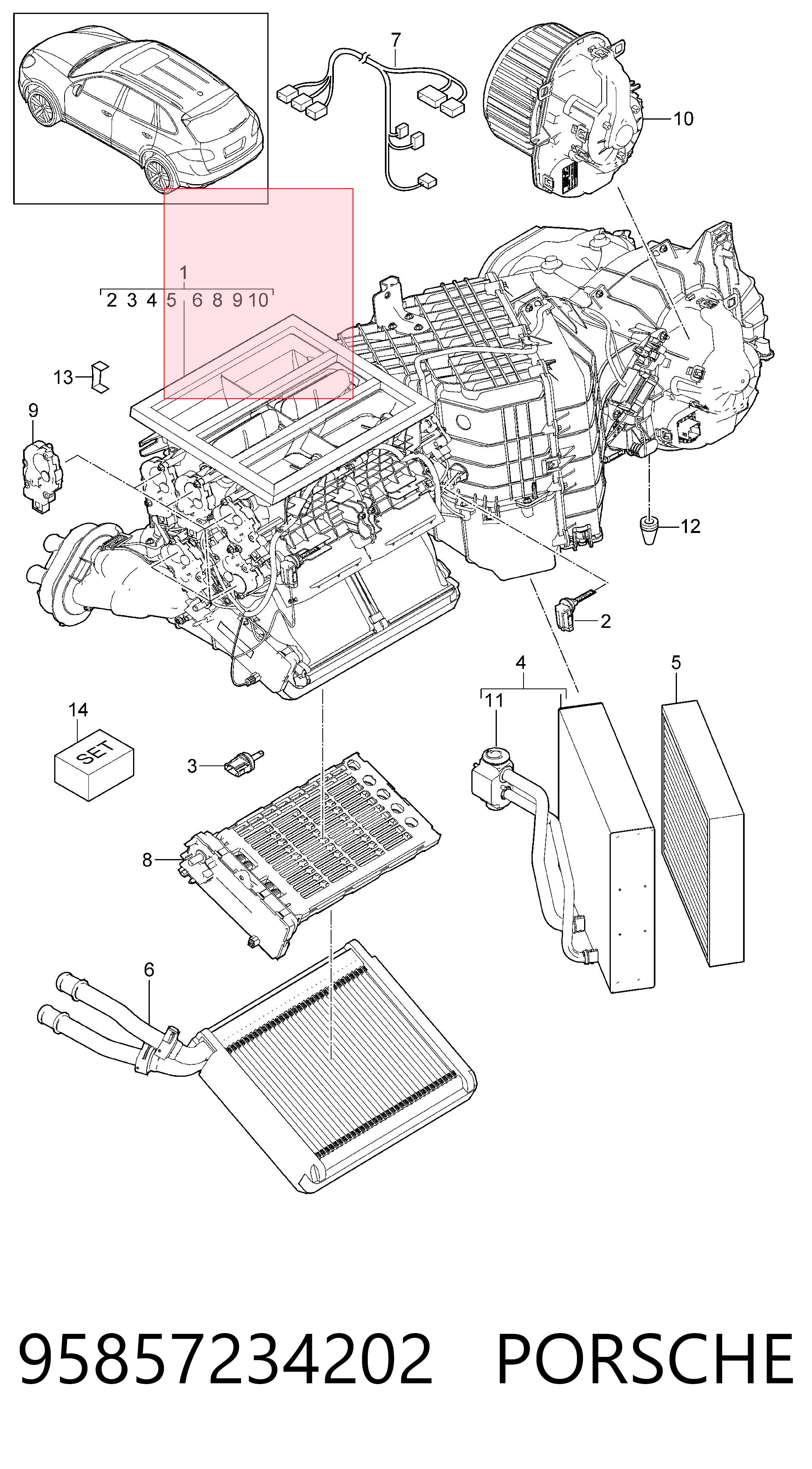 95857234202 Porsche Silniczek wentylatora nagrzewnicy (ogrzewacza wnętrza)