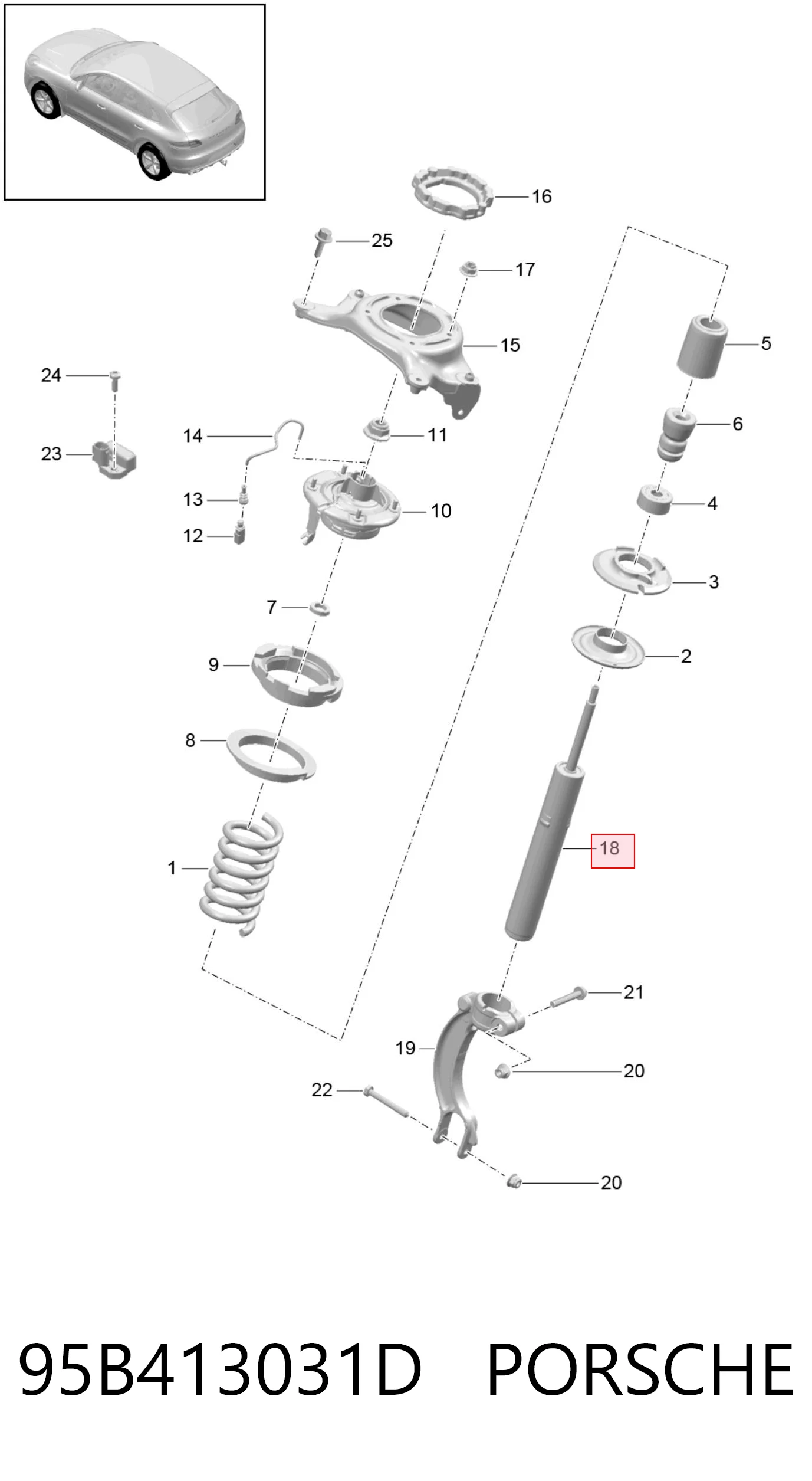 Do koszyka 95B413031AD VAG Amortyzator przedni