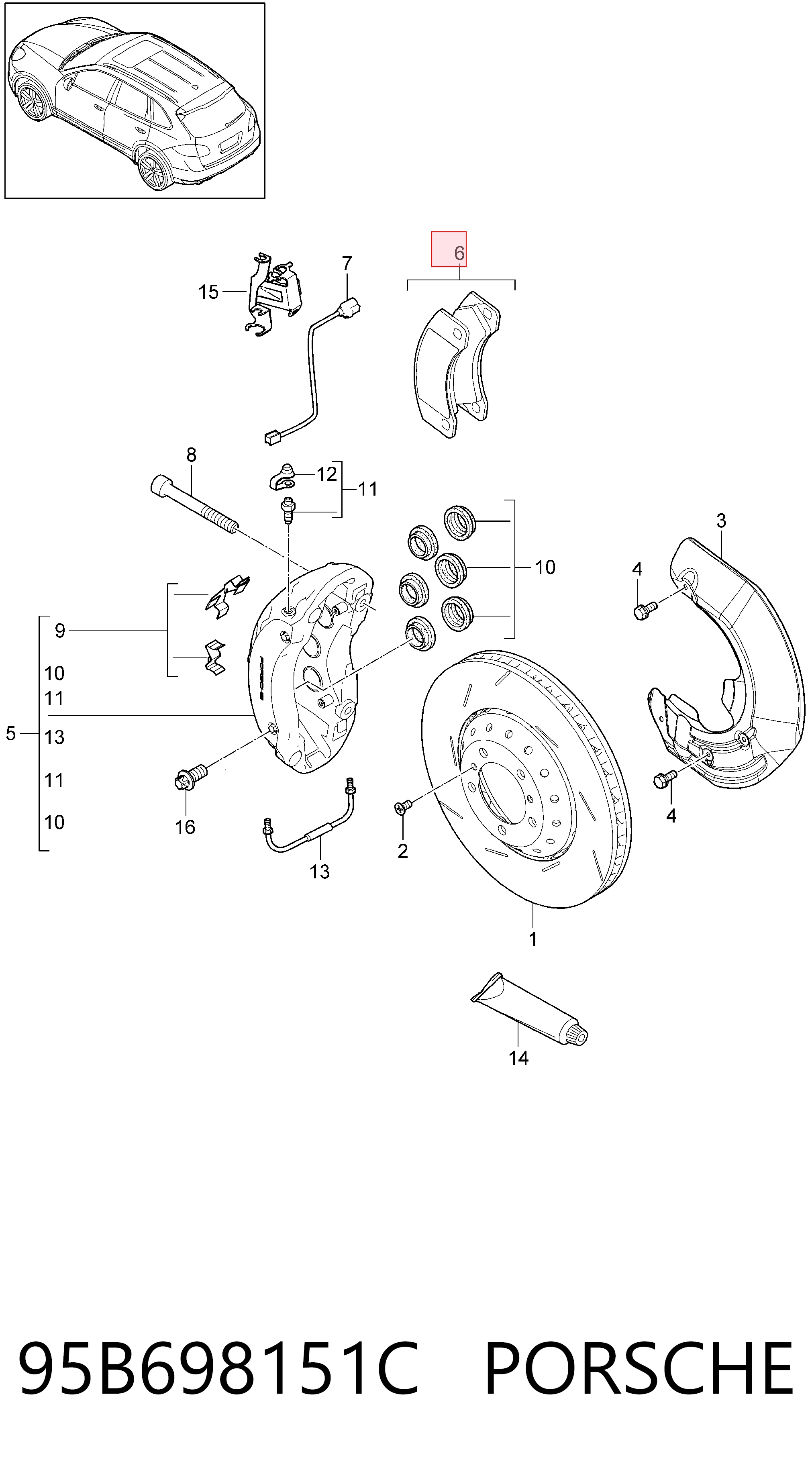Klocki hamulcowe przednie tarczowe Porsche 95B698151C cena, od 46,16 USD