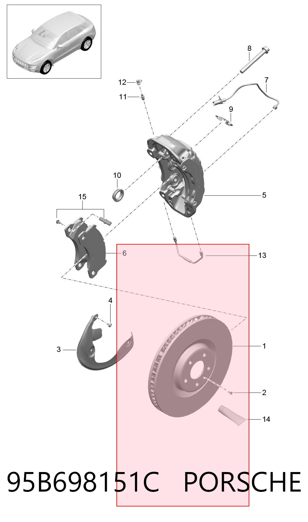 95B698151C Porsche Klocki hamulcowe przednie tarczowe