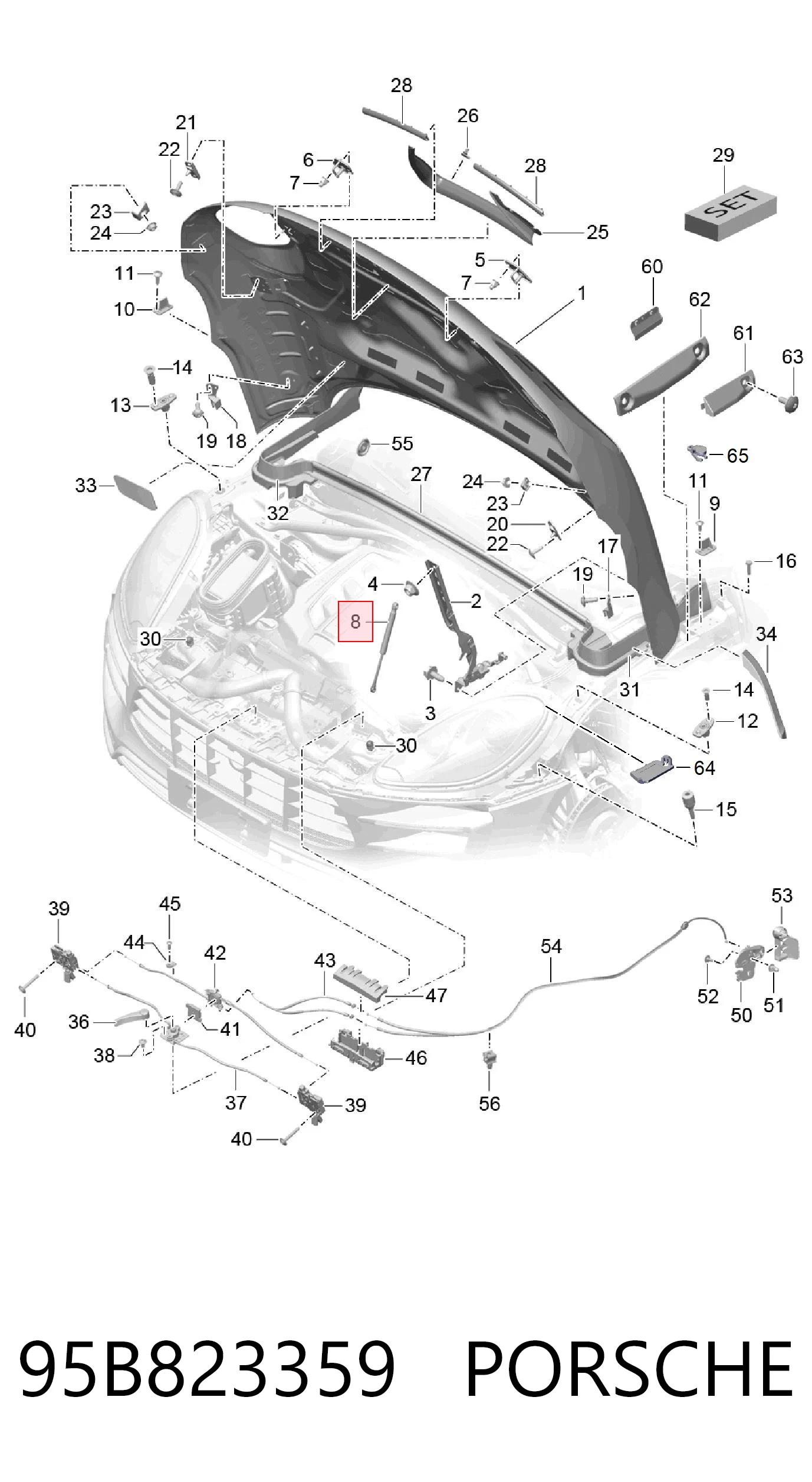 95B823359 Porsche Amortyzator maski