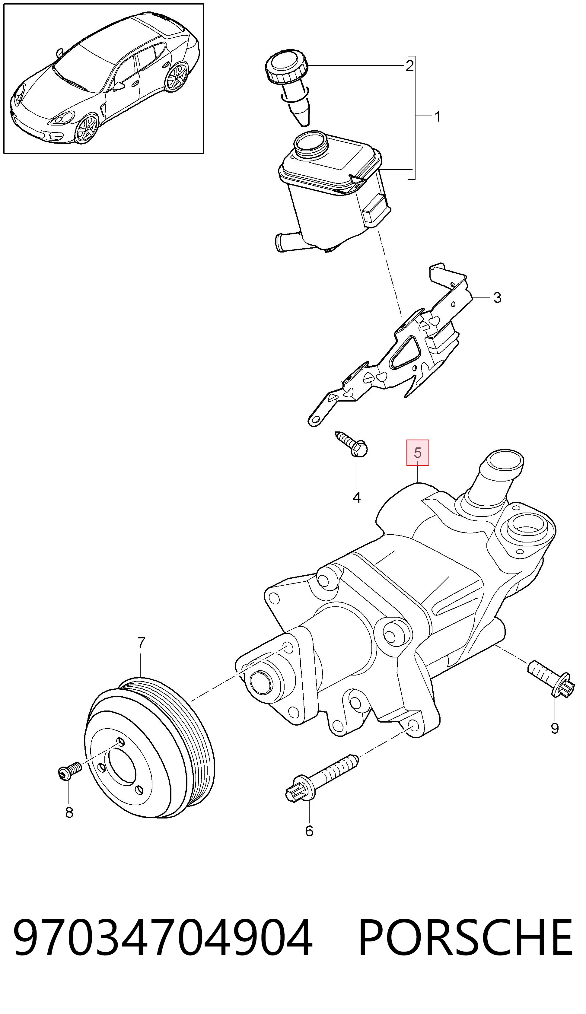 97034704904 Porsche Pompa wspomagania hydraulicznego kierownicy