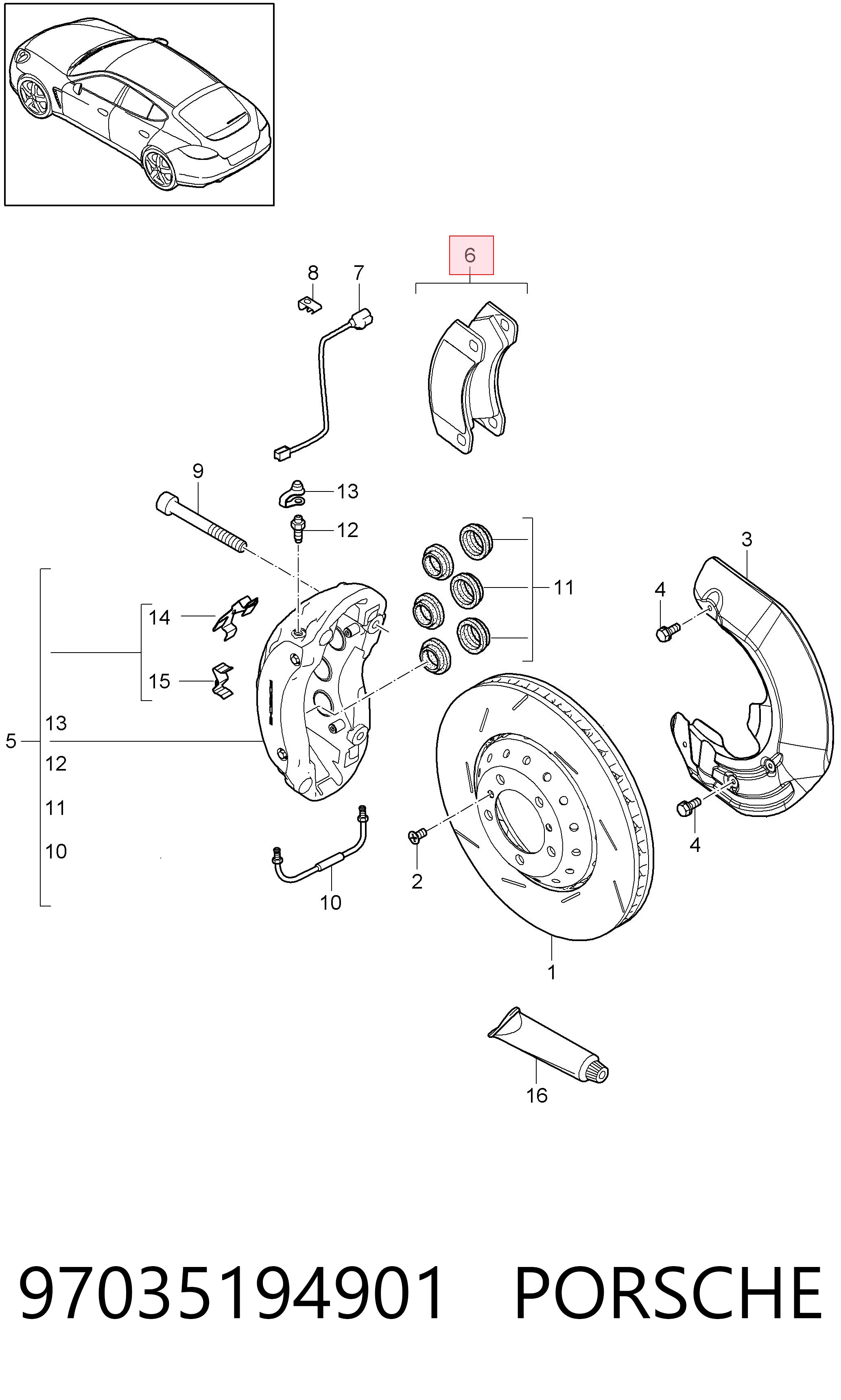 97035194901 Porsche Klocki hamulcowe przednie tarczowe