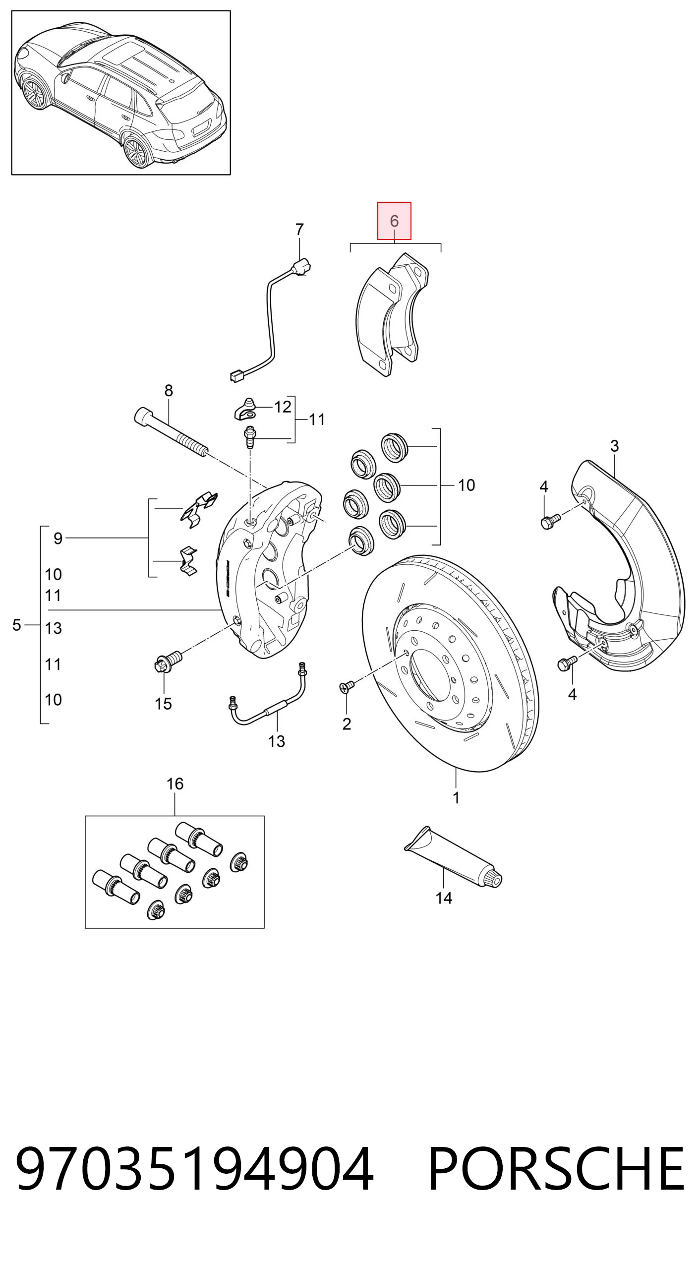 97035194904 Porsche Klocki hamulcowe przednie tarczowe