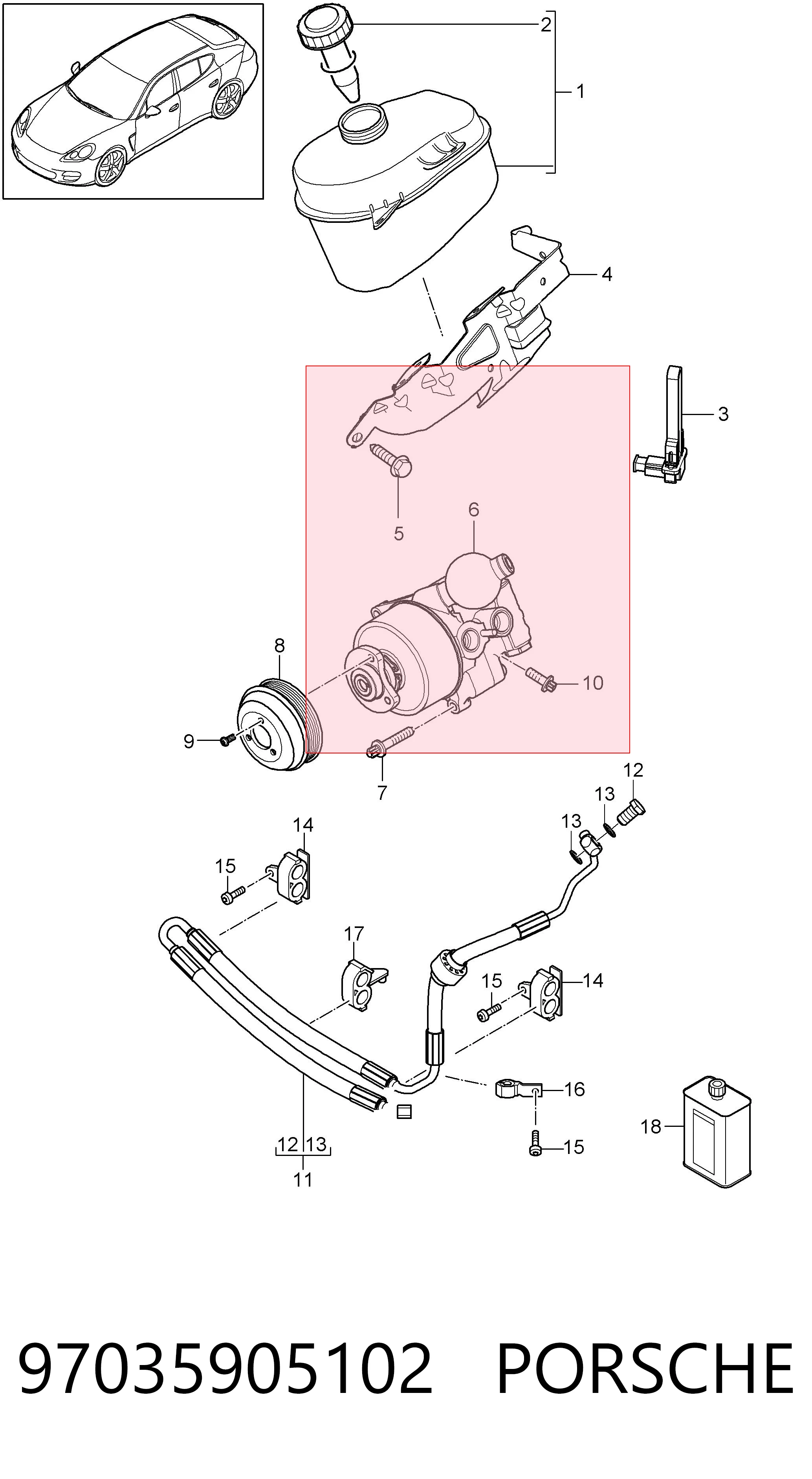97035905102 Porsche Pompa wspomagania hydraulicznego kierownicy
