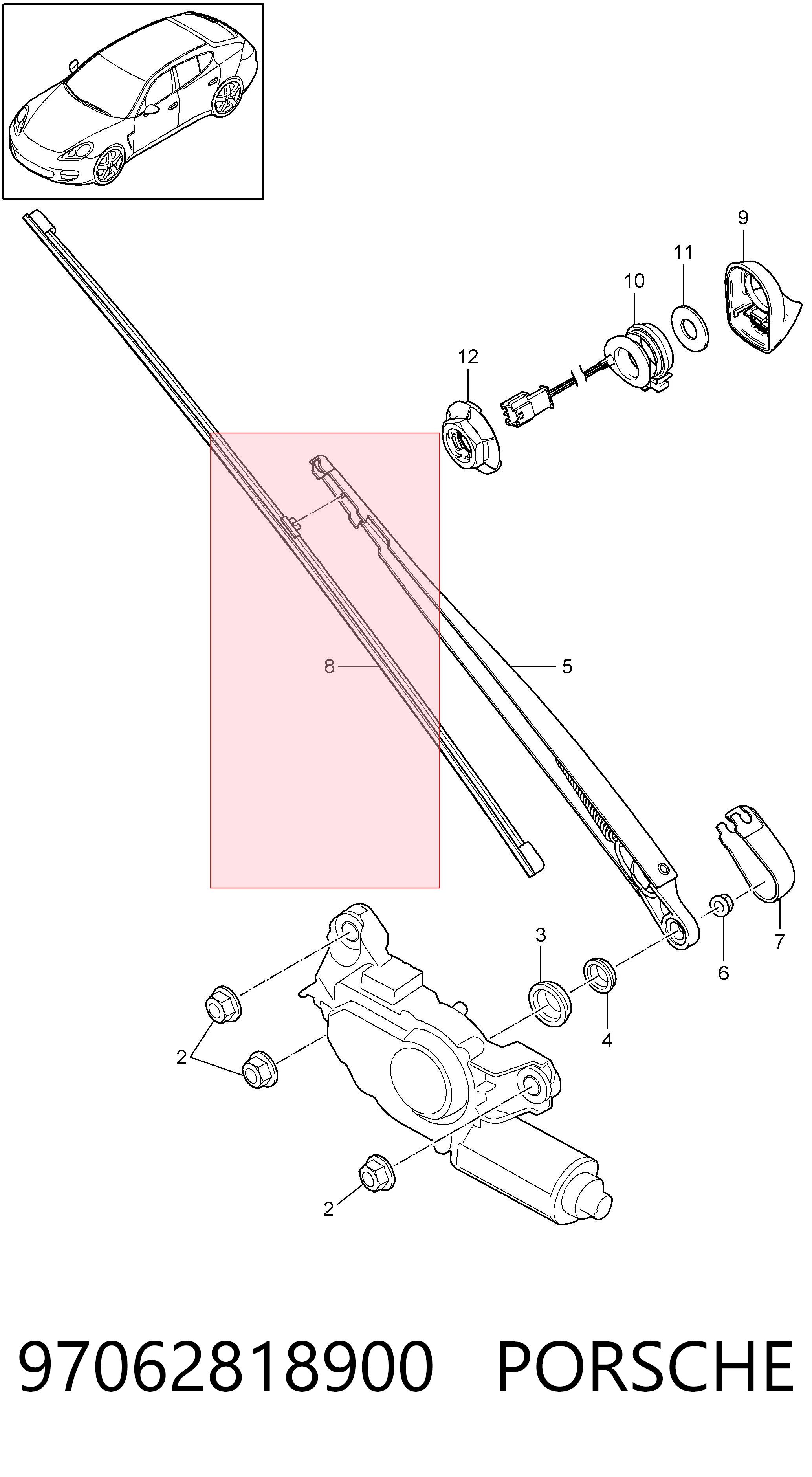 97062818900 Porsche Pióro wycieraczki szyby tylnej