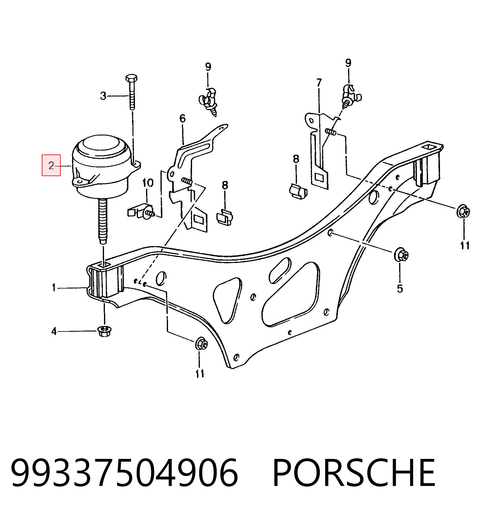 99337504906 Porsche Poduszka (podpora) silnika lewa