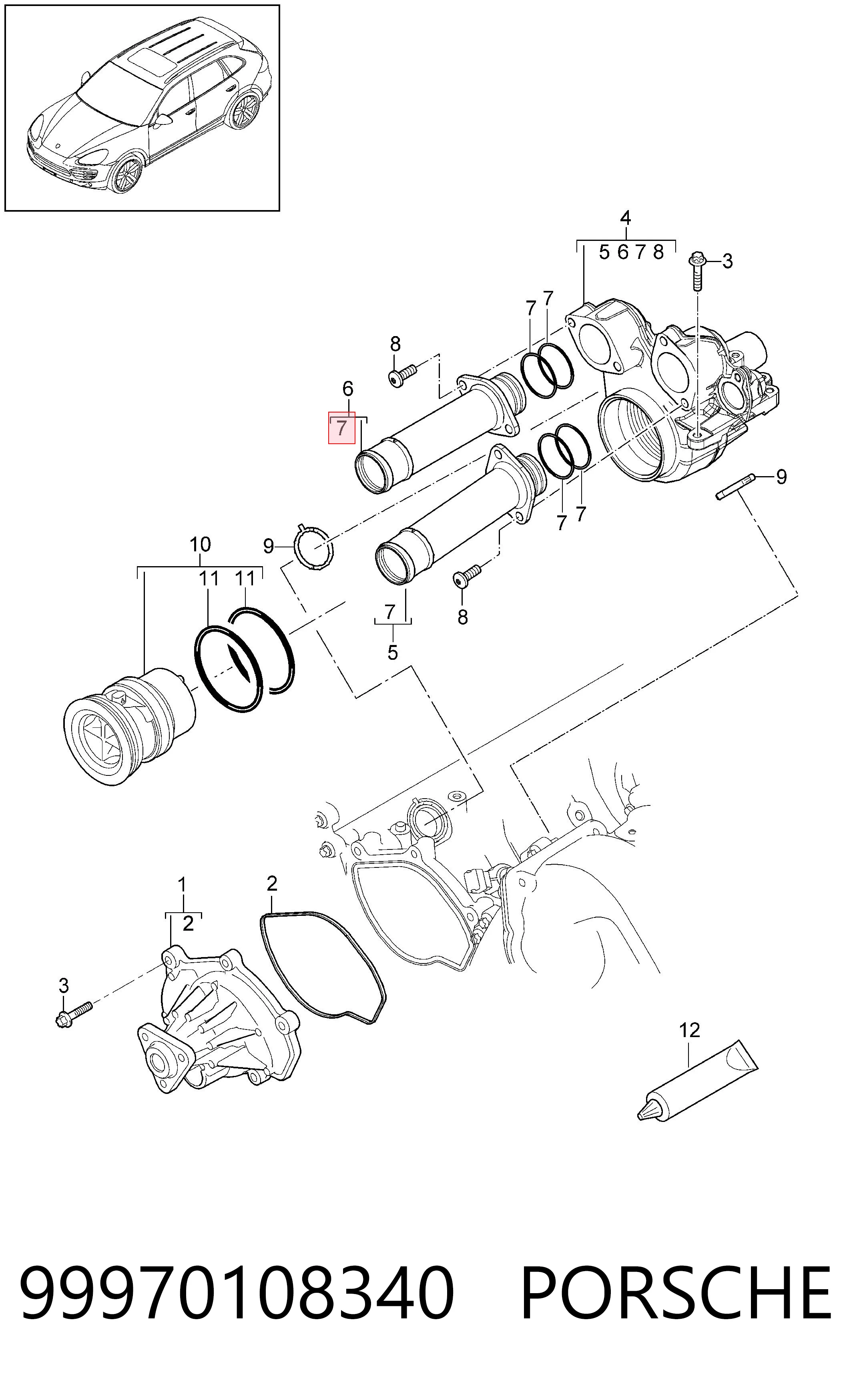 99970108340 Porsche Uszczelka termostatu