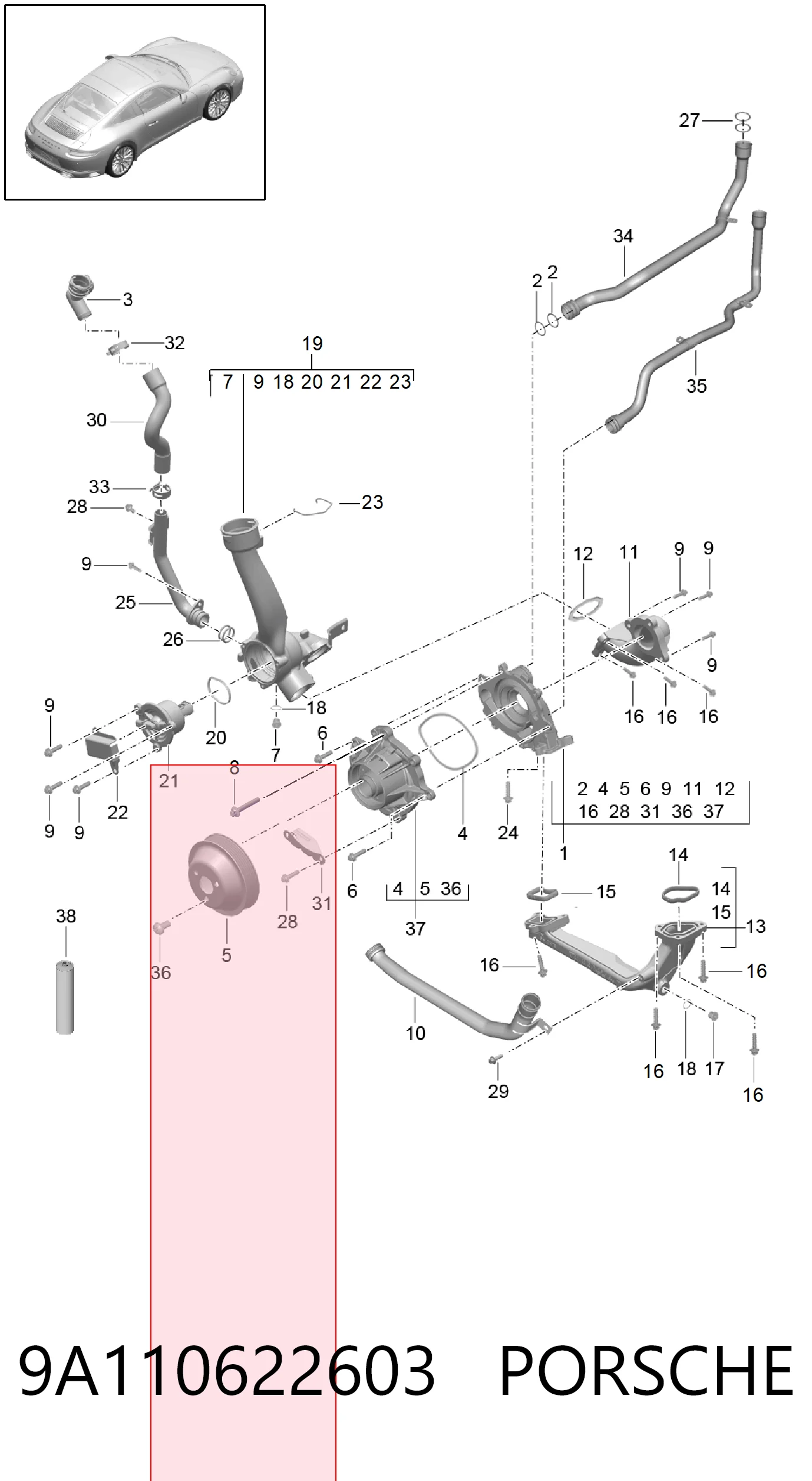 Termostat do Porsche Cayman  982