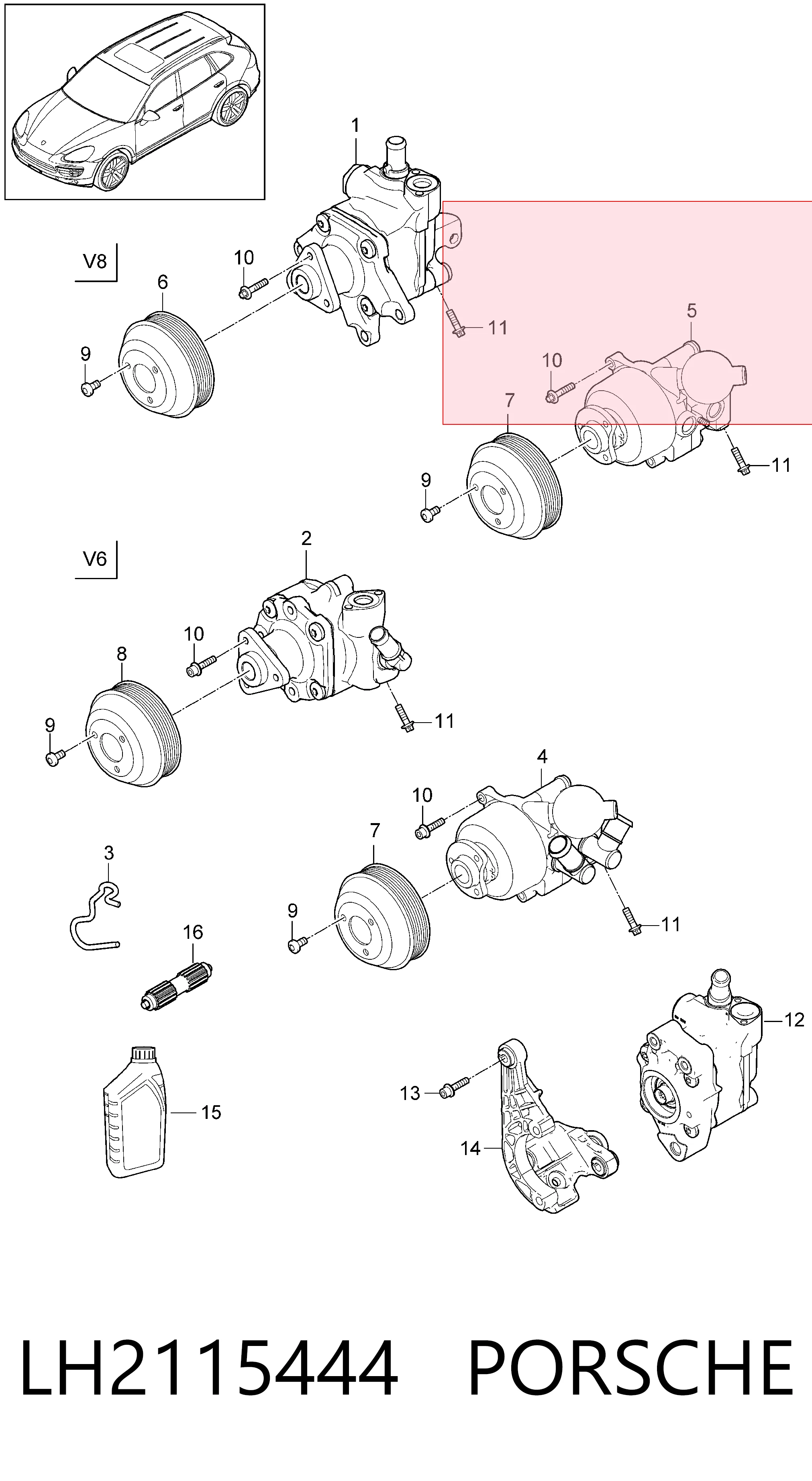 LH2115444 Porsche Pompa wspomagania hydraulicznego kierownicy