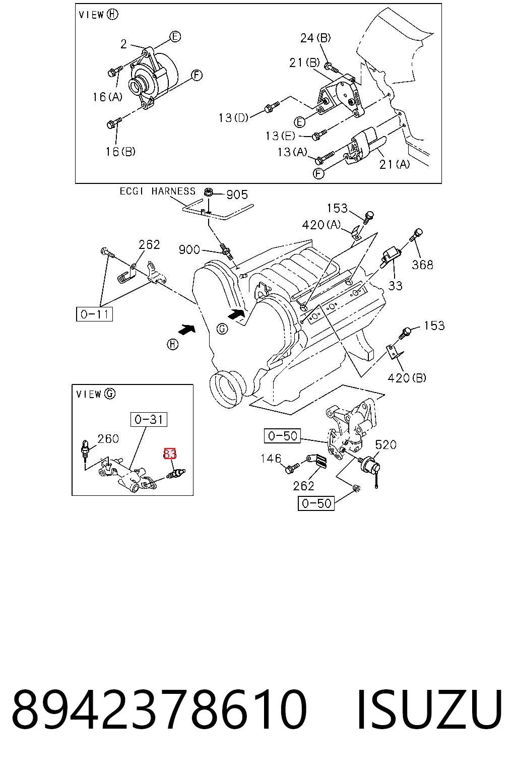 Czujnik temperatury płynu chłodzącego do Isuzu Trooper UBS