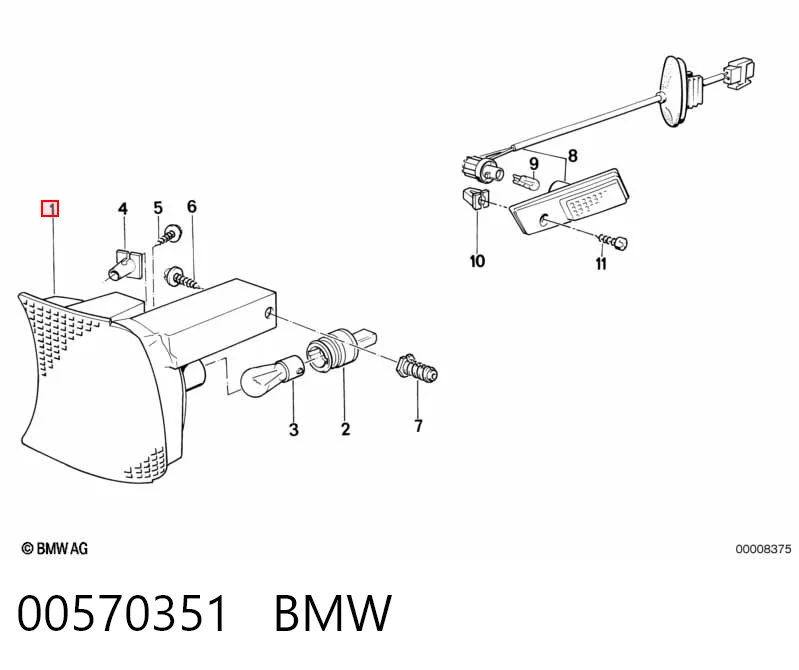 Do koszyka Kierunkowskaz lewy BMW 5  E34