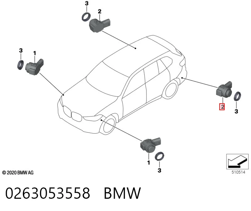 0263053558 BMW Czujnik parkowania tylny boczny
