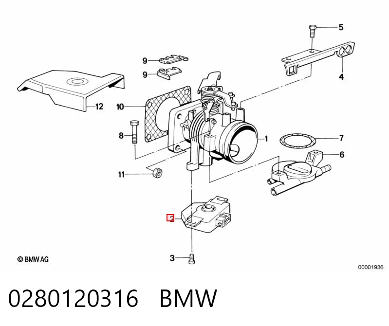 Czujnik położenia przepustnicy (potencjometr) BMW 3 sedana (E30) (1982 - 1992) cena, od 52,94 USD