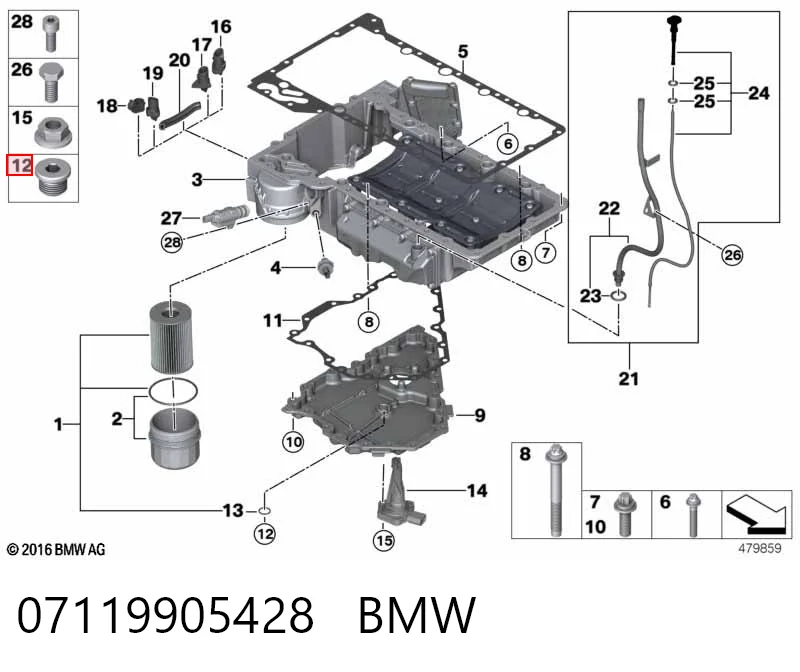 07119905428 BMW Korek miski olejowej silnika