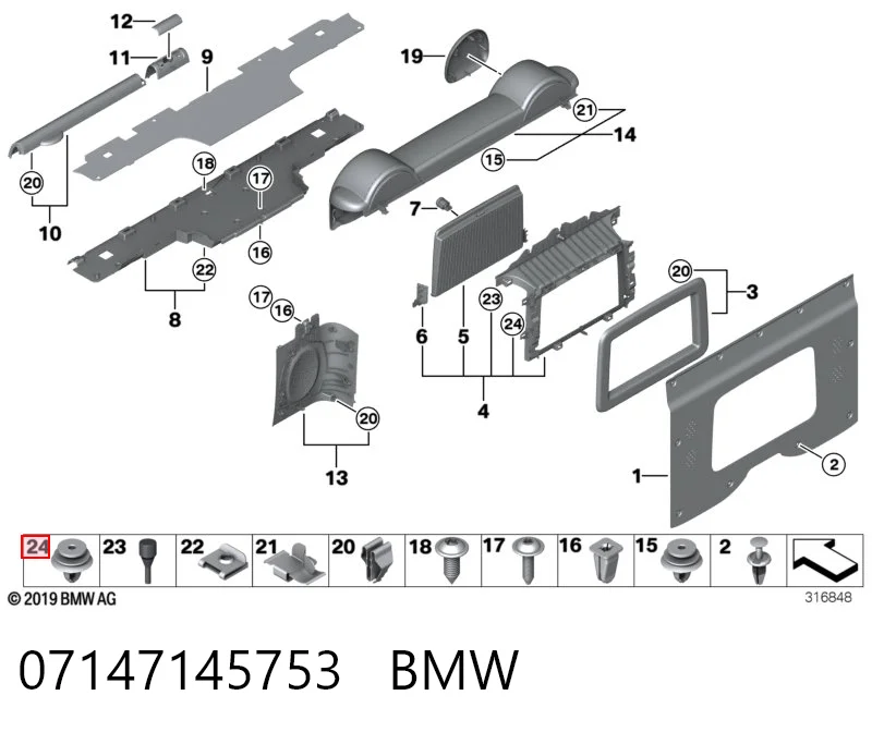 07147145753 BMW Spinka mocowania okładzin drzwi