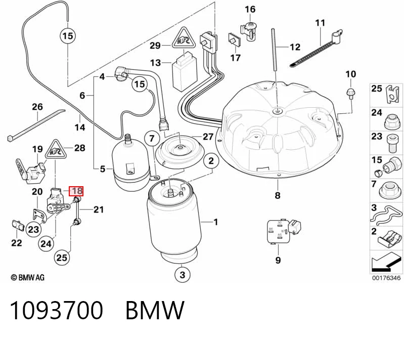 1093700 BMW Czujnik poziomowania karoserii tylny