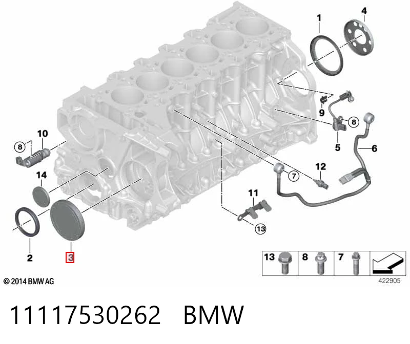 11117530262 BMW Zaślepka głowicy cylindrów/bloku cylindrów