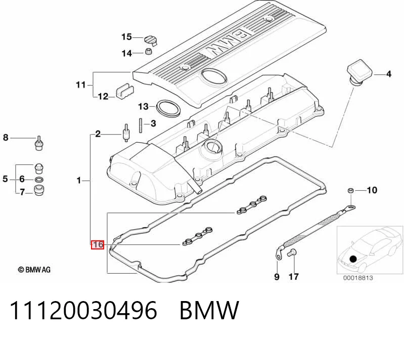 11120030496 BMW Uszczelka pokrywy zaworowej silnika, zestaw