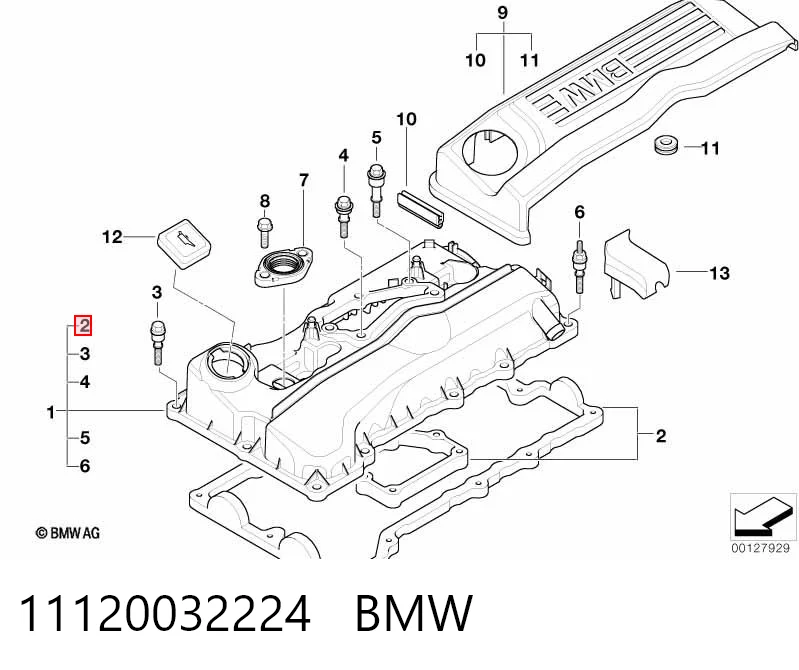 11120032224 BMW Uszczelka pokrywy zaworowej silnika, zestaw