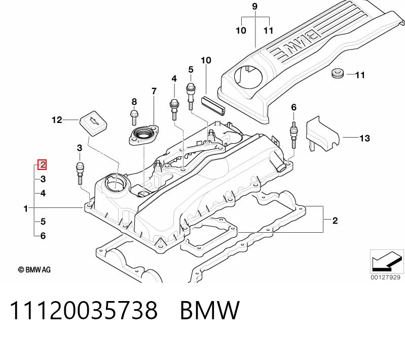 11120035738 BMW Uszczelka pokrywy zaworowej silnika, zestaw