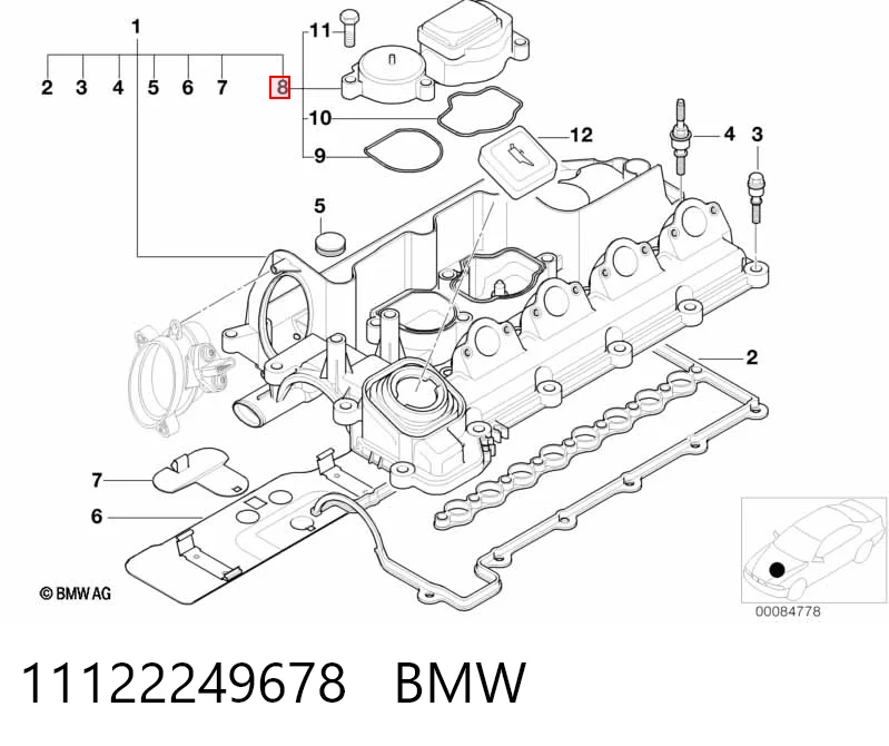 11122249678 BMW Zawór PCV odpowietrzający silnik