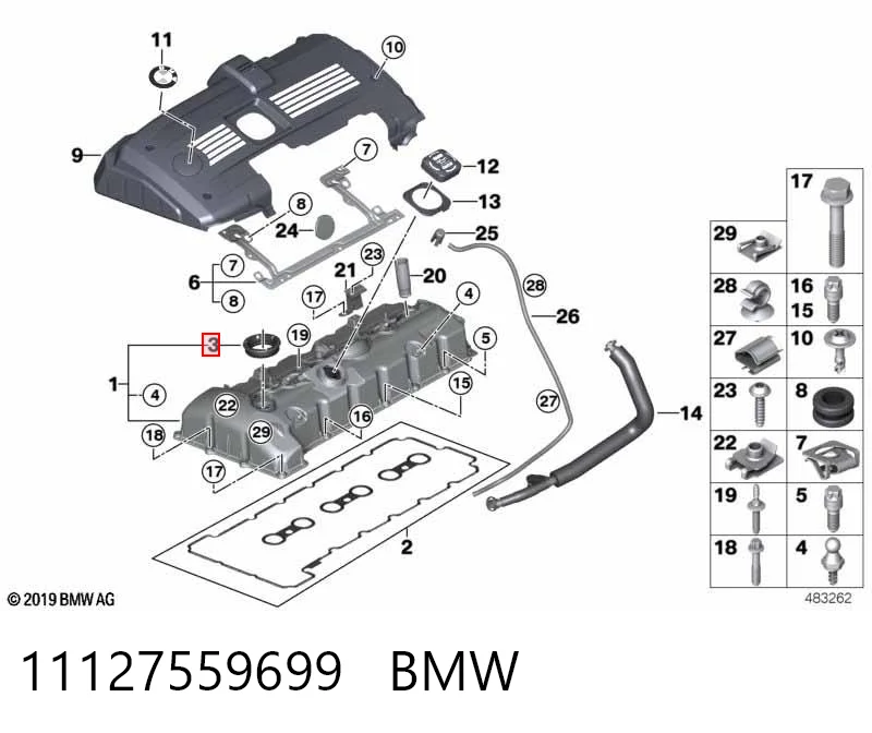 11127559699 BMW Uszczelka zaworu odpowietrzającego bloku silnika