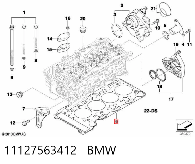 11127563412 BMW Uszczelka głowicy cylindrów