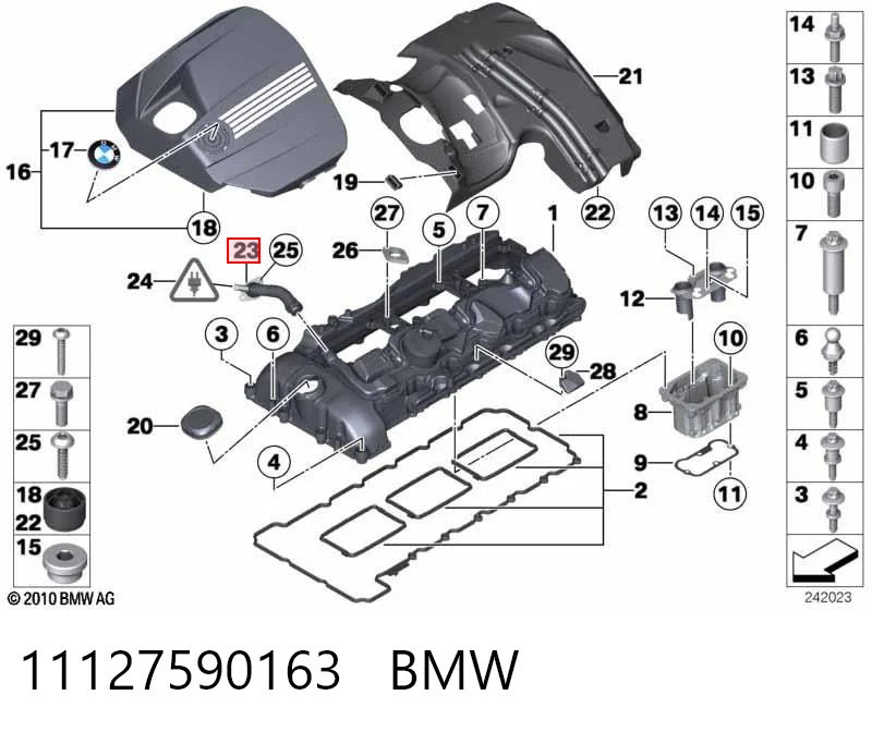 11127590163 BMW Króciec wentylacji kadłuba (separatora oleju)