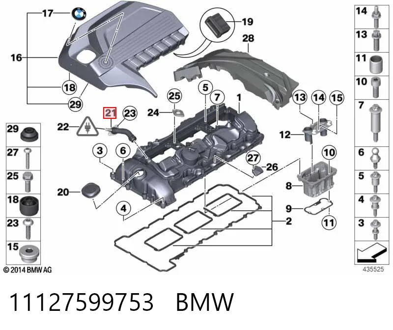 11127599753 BMW Króciec wentylacji kadłuba (separatora oleju)