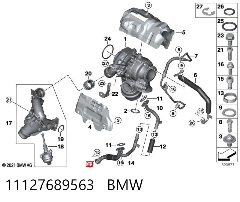 11127689563 BMW Uszczelka przewodu spływu oleju z turbiny