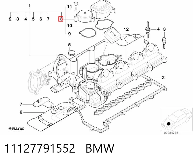 11127791552 BMW Zawór PCV odpowietrzający silnik