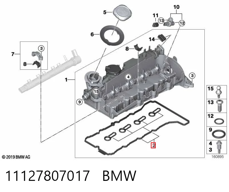 11127807017 BMW Uszczelka pokrywy zaworowej silnika, zestaw