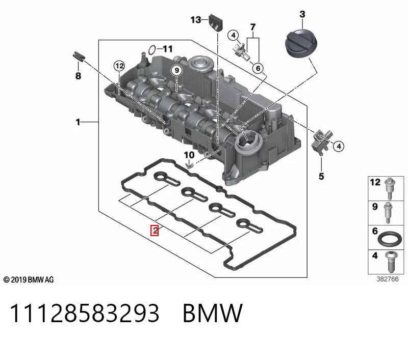 11128583293 BMW Uszczelka pokrywy zaworowej silnika, zestaw