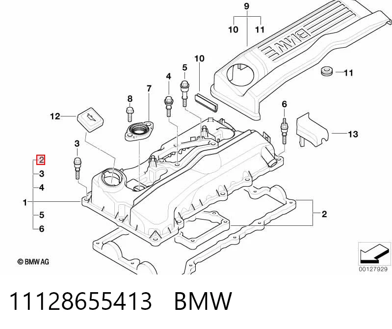 11128655413 BMW Uszczelka pokrywy zaworowej silnika, zestaw