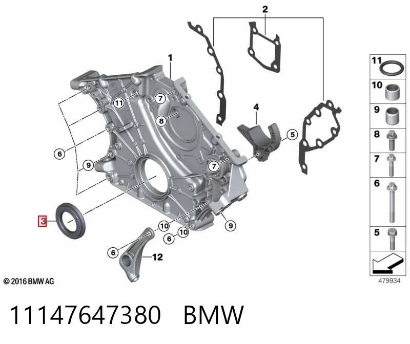 11147647380 BMW Uszczelniacz wału korbowego przedni
