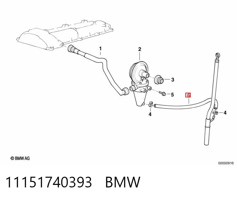 11151740393 BMW Króciec wentylacji kadłuba (separatora oleju)