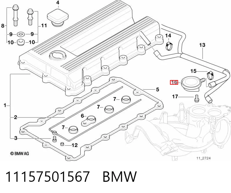 11157501567 BMW Zawór PCV odpowietrzający silnik